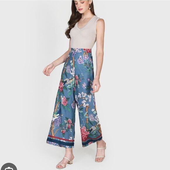 GP & J Baker X H&M Wide Leg Palazzo Pants Birds Print Multicolor Size 4 - Picture 14 of 14